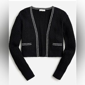 j crew cropped cable knit sweater cardigan black white large